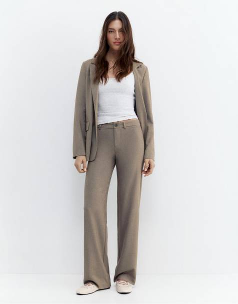 Pull&Bear Pants with back pockets in mole brown