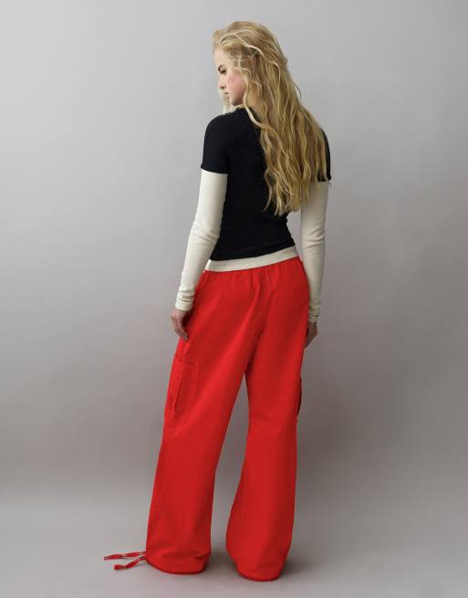 Pull&Bear Parachute cargo trousers in red, 4 of 7