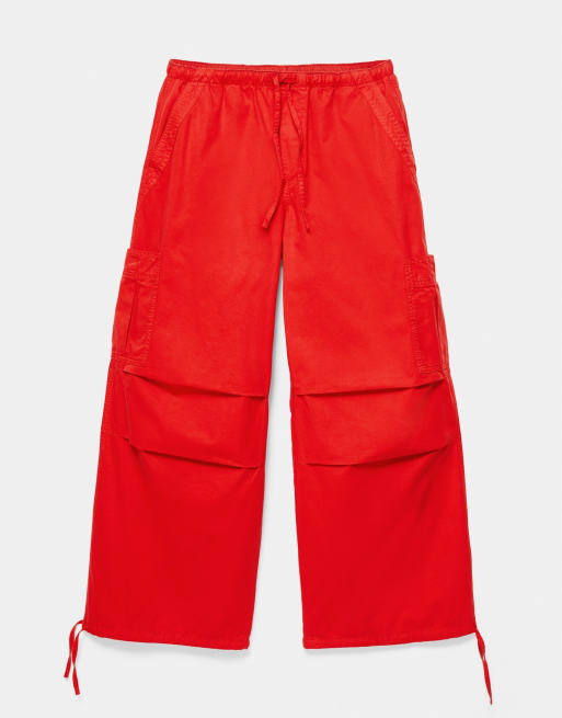Pull&Bear Parachute cargo trousers in red, 5 of 7