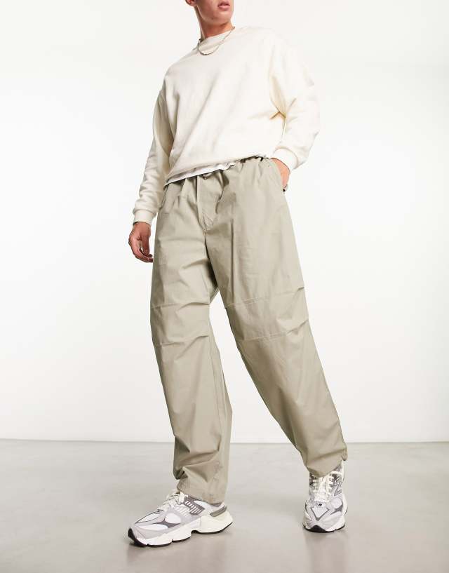 Pull&Bear parachute pants in beige