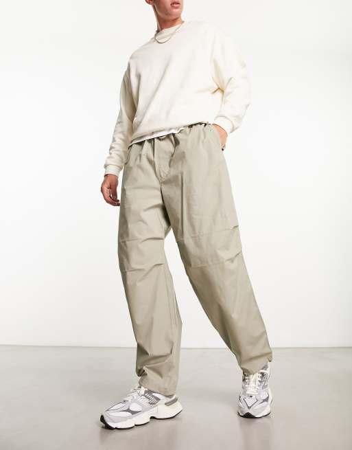 Pull&Bear parachute pants in beige | ASOS