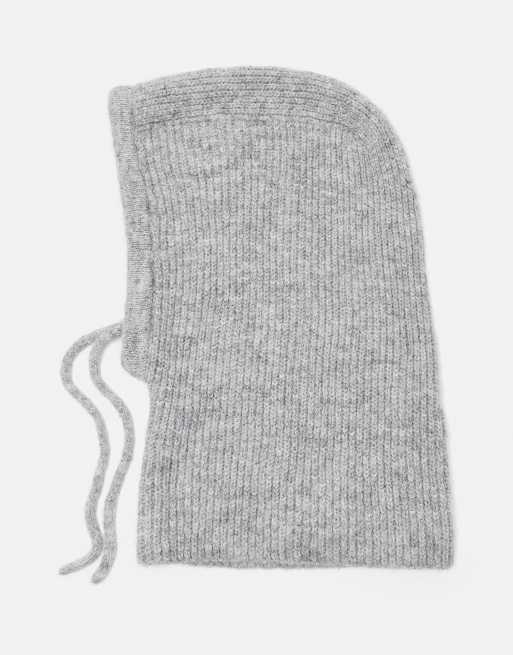 Pull&Bear passamontagna in maglia a coste grigio chiaro, 1 di 4