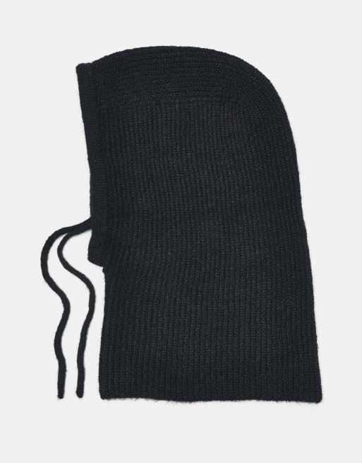 Pull&Bear passamontagna in maglia a coste nero, 1 di 4