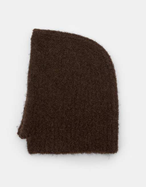 Pull&Bear - Passamontagna in maglia marrone