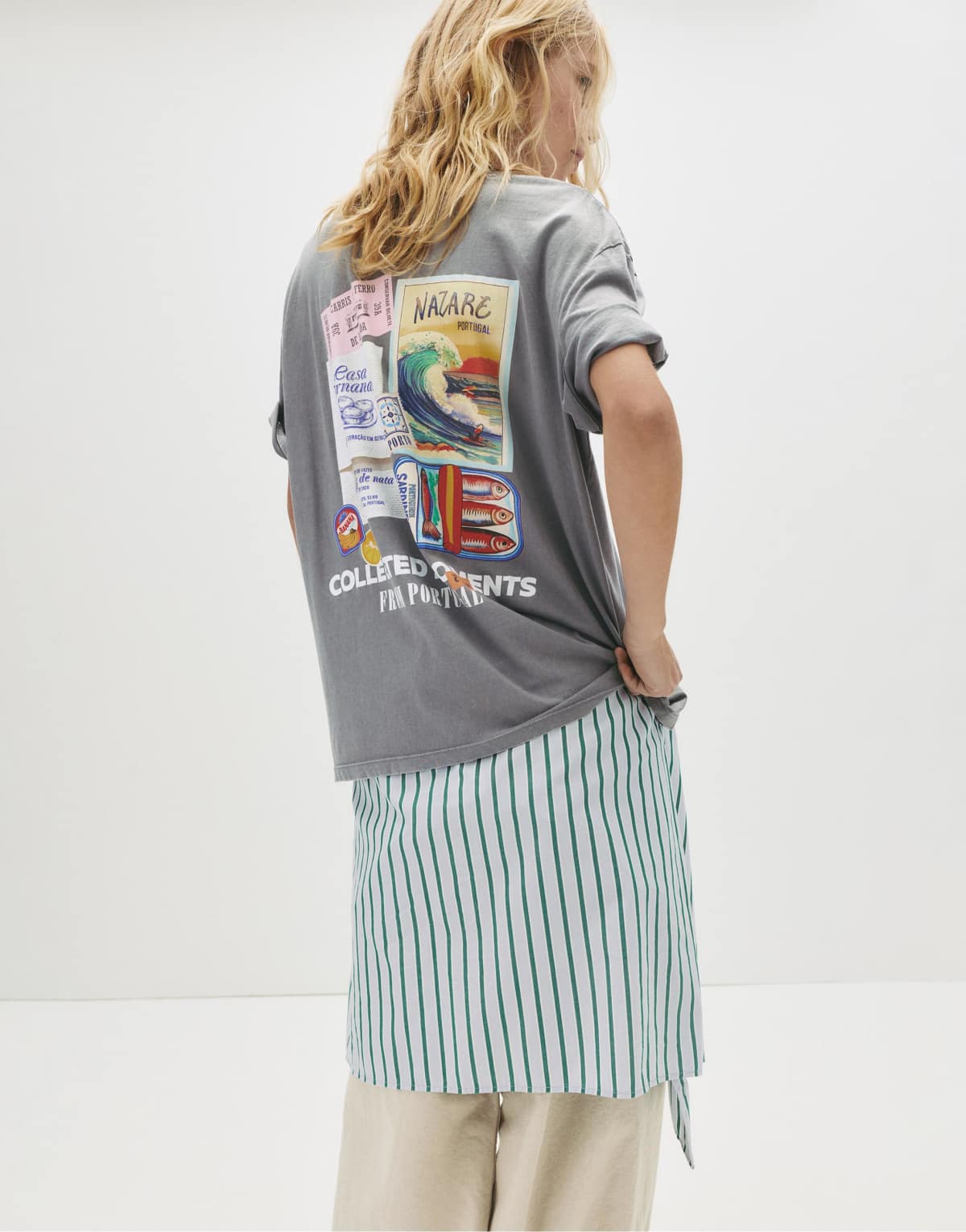 Pull&Bear Past summer archives t-shirt in grey