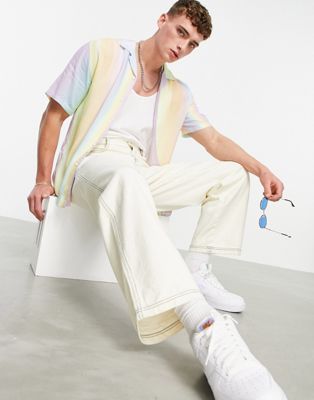 Pull&Bear pastel stripe shirt in blue and white
