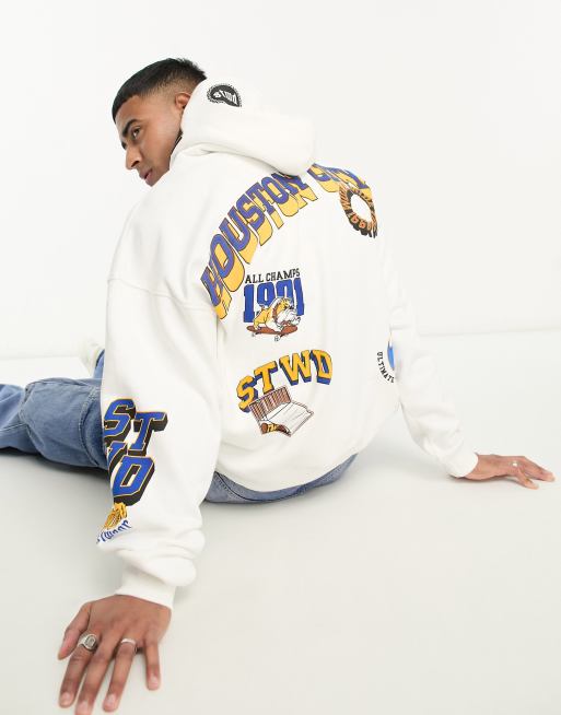 Pull&Bear patch printed hoodie in ecru