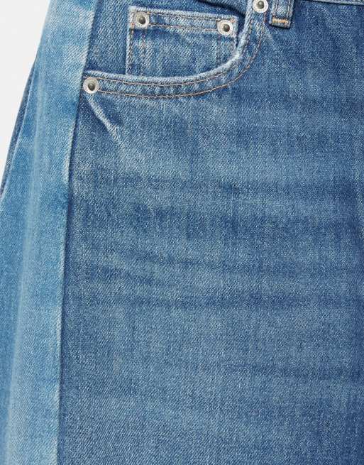 Pull&Bear Patchwork Barrel-Jeans in Mittelblau, 6 von 7