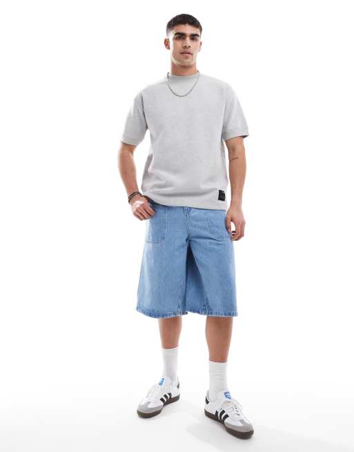 Pull&Bear peached boxy t-shirt in heather gray