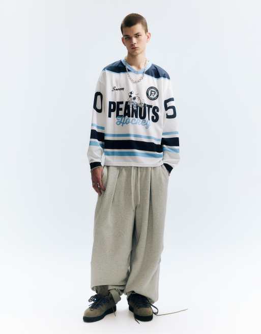 Pull&Bear - Peanuts - Hockey T-shirt in gebroken wit, 3 van 4