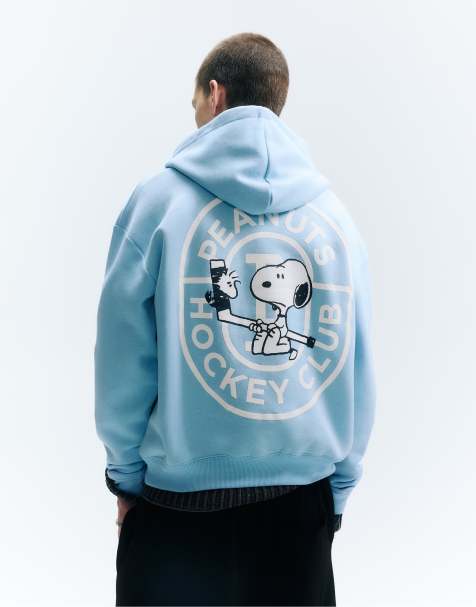 Pull&Bear Peanuts hoodie in sky blue - view 1