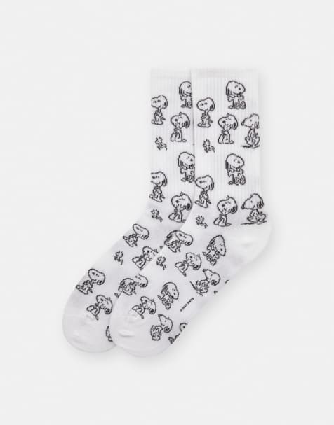 Pull&Bear – Peanuts – Vita sportstrumpor med Snobben-motiv - view 1