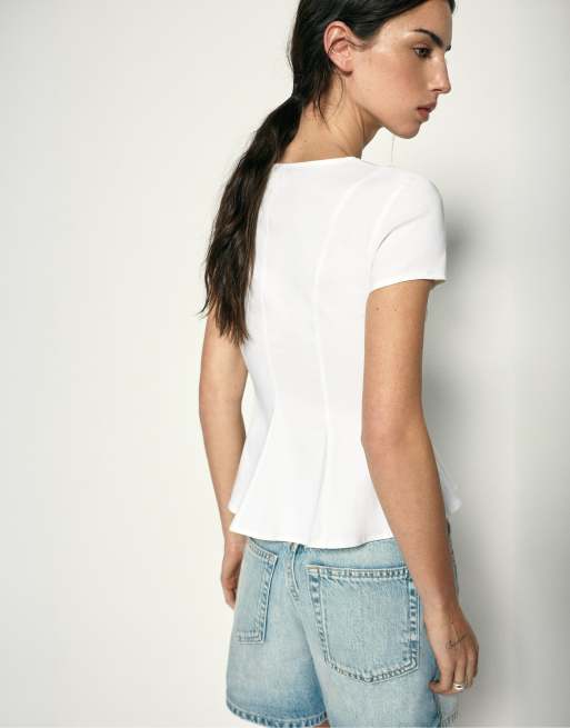 Pull&Bear peplum-top i hvid, 2 af 7
