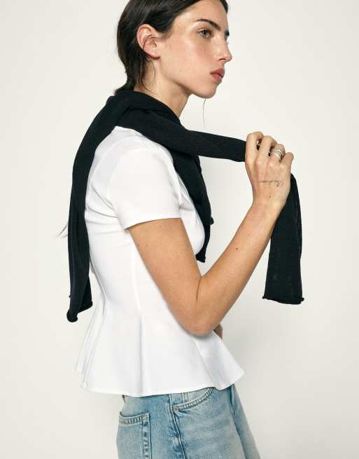 Pull&Bear peplum-top i hvid, 5 af 7