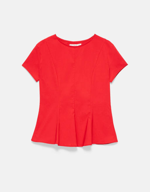Pull&Bear Peplum top in red, 6 of 7