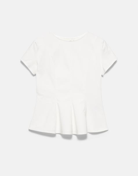 Pull&Bear Peplum top in white - view 1