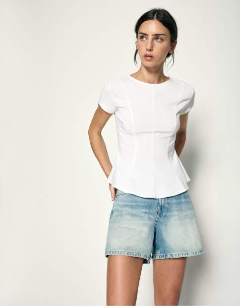 Pull&Bear peplum-topp i vitt - view 1