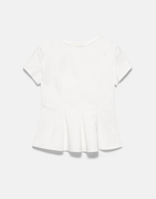 Pull&Bear peplumtop in wit, 6 van 7