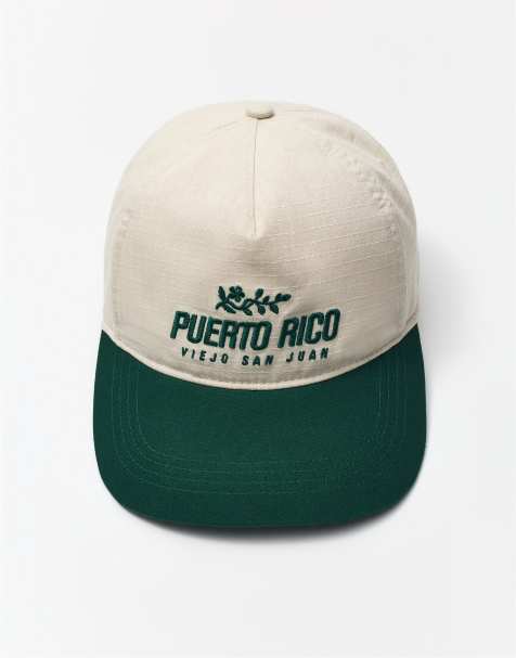 Pull&Bear - Pet met 'Puerto Rico'-print in groen - view 1