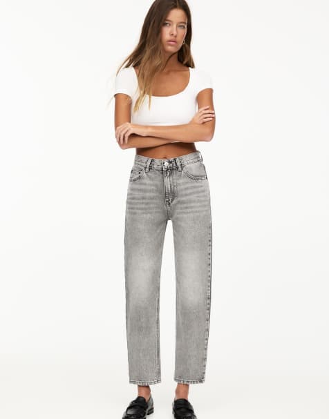 Pull&Bear Petite basic mom jeans in grey - view 1