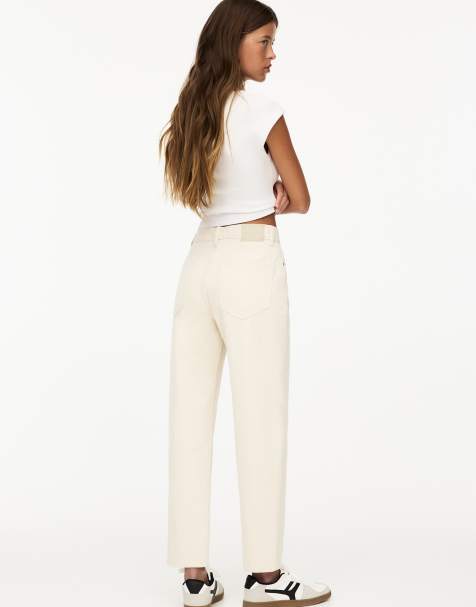 Pull&Bear Petite - Basic mom jeans in zandkleur - view 1