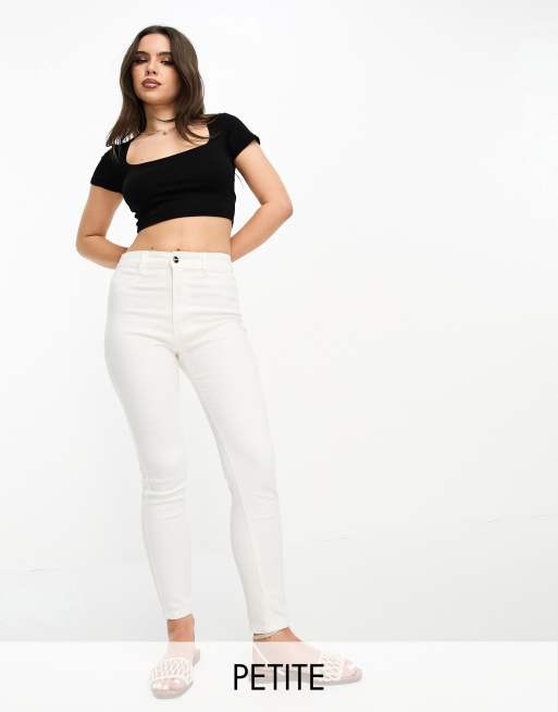 Pull&Bear Petite – Białe obcisłe jeansy z podwyższonym stanem