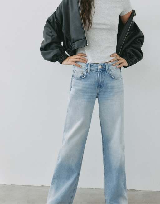 Pull&Bear Petite – Blå jeans med raka ben och låg midja, 5 av 7