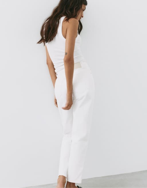 Pull&Bear Petite – Blå mom jeans med hög midja, 5 av 7