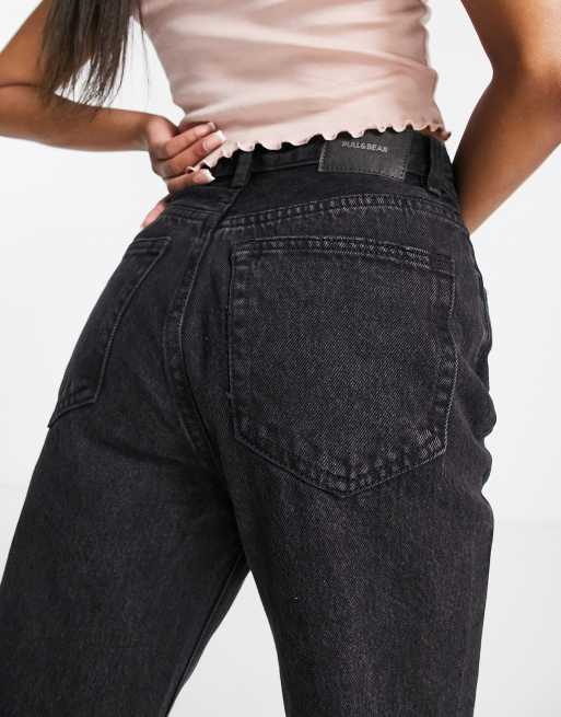 Pull&Bear Petite – Czarne jeansy mom fit, 2 z 4