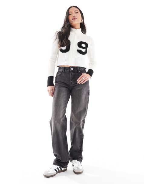 Pull&Bear Petite – Czarne jeansy z prostymi nogawkami i średnim stanem - view 1