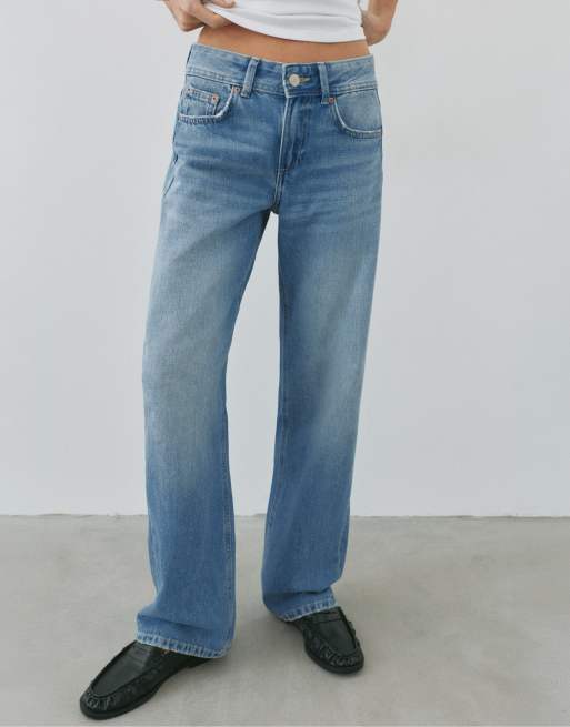 Pull&Bear Petite – Gerade geschnittene Jeans in Indigoblau mit niedrigem Bund, 3 von 7