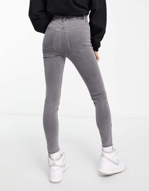 Pull&Bear Petite – Grå extra skinny jeans med hög midja, 2 av 4
