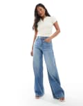 [Pull & Bear] Pull & Bear Petite high rise wide leg jeans in washed blue 16 BLUE
