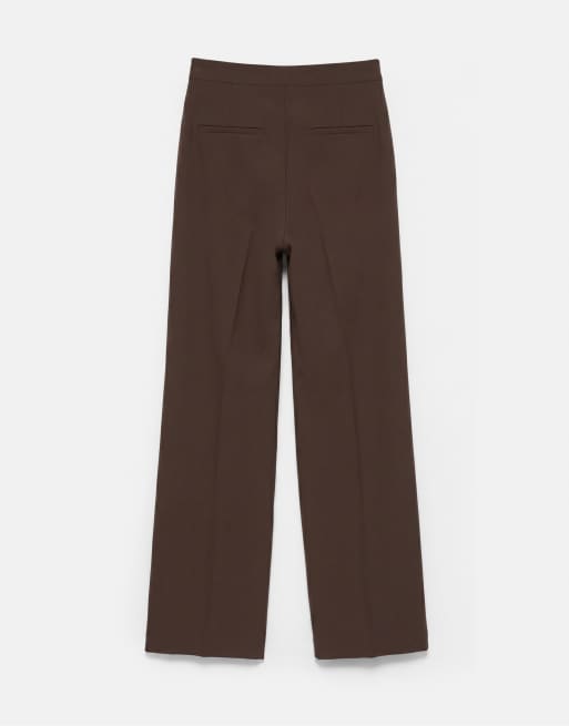 Pull&Bear Petite high-waist smart trousers in brown, 7 of 7
