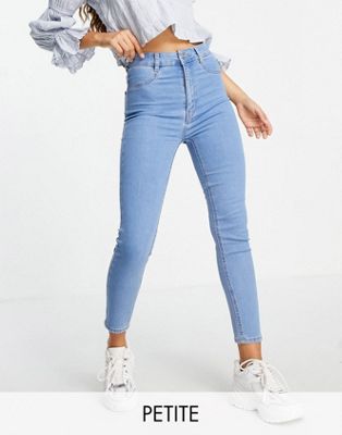 Pull&bear Petite high waisted skinny jeans in mid blue