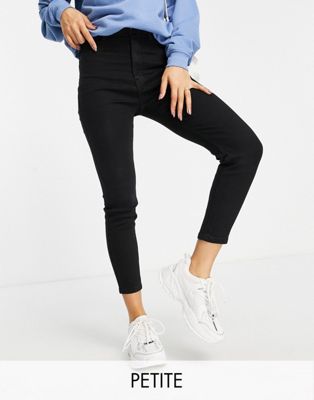 Pull&Bear Petite high waisted ultra skinny basic jean in black - ASOS Price Checker