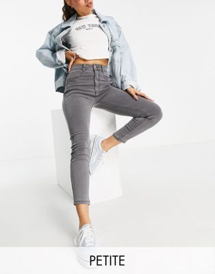Pull&Bear Petite high waisted ultra skinny basic jean in grey