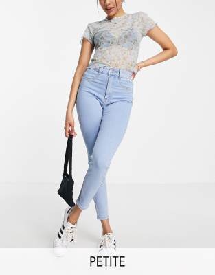 Pull&Bear Petite high waisted ultra skinny basic jean in light blue