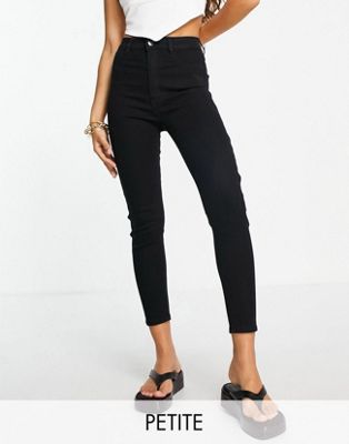 Pull&Bear Petite high waisted ultra skinny jean in black