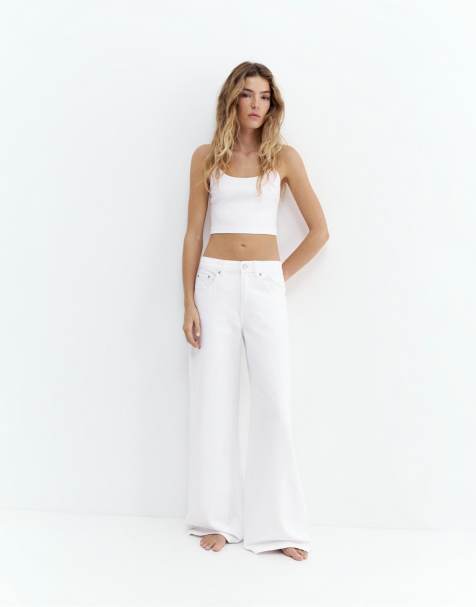 Pull&Bear Petite - Hvide løstsiddende oversized jeans - view 1