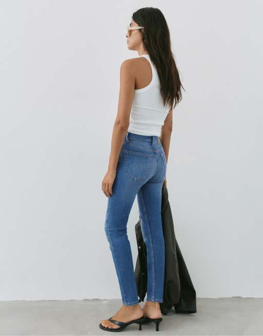 Pull&Bear Petite – Indigoblå skinny jeans med hög midja, 2 av 7
