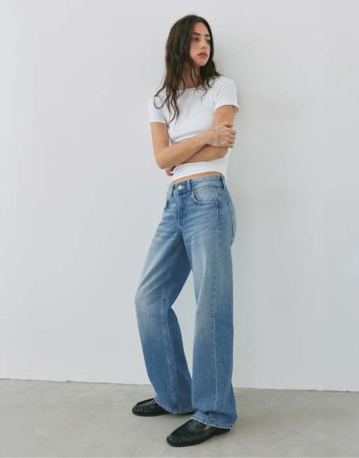 Pull&Bear Petite - Jean droit à taille basse - Indigo, 4 de 7