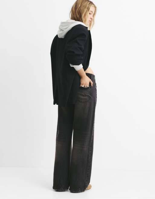 Pull&Bear Petite - Jean droit à taille basse - Noir, 3 de 4
