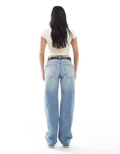 Pull&Bear Petite - Jean droit à taille mi-haute - Bleu moyen, 2 de 5