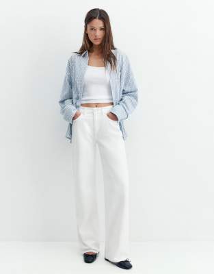 Pull & Bear Petite - Jean droit large - Blanc 44