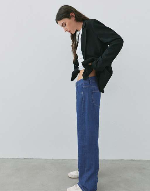 Pull&Bear Petite jean droit taille basse bleu encre, 5 de 5