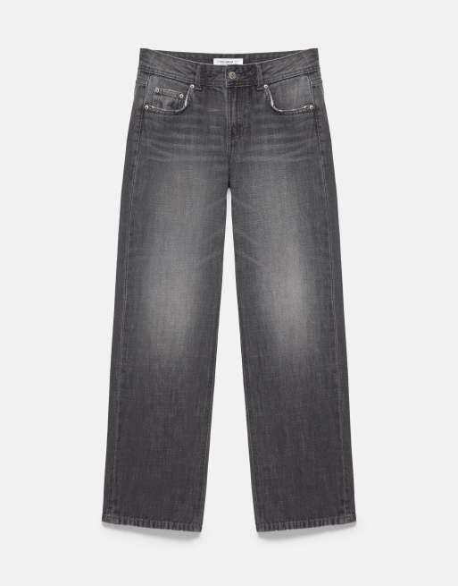 Pull&Bear Petite jean droit taille basse gris, 5 de 7