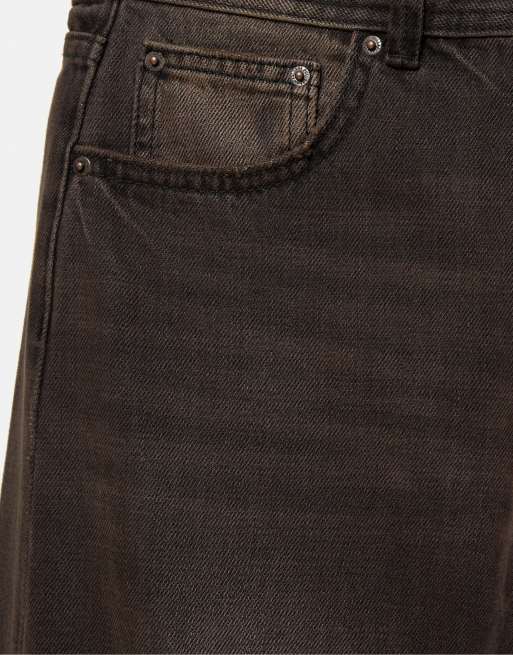 Pull&Bear Petite jean droit taille basse marron foncé, 7 de 7