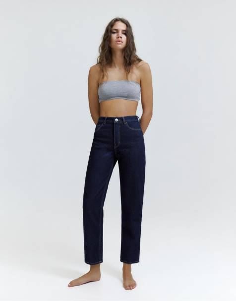 Pull&Bear Petite - Jean mom taille haute - Bleu encre - view 1