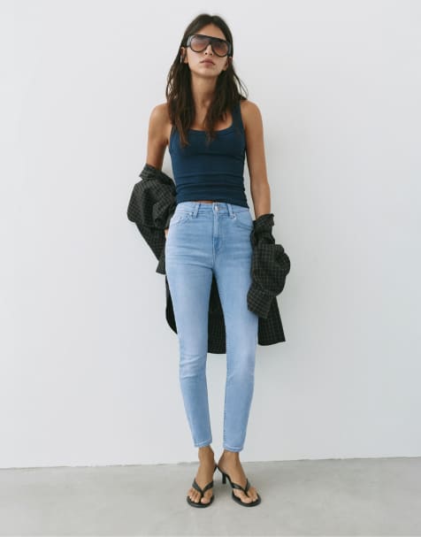 Pull&Bear Petite - Jean skinny à taille haute - Bleu ciel - view 1